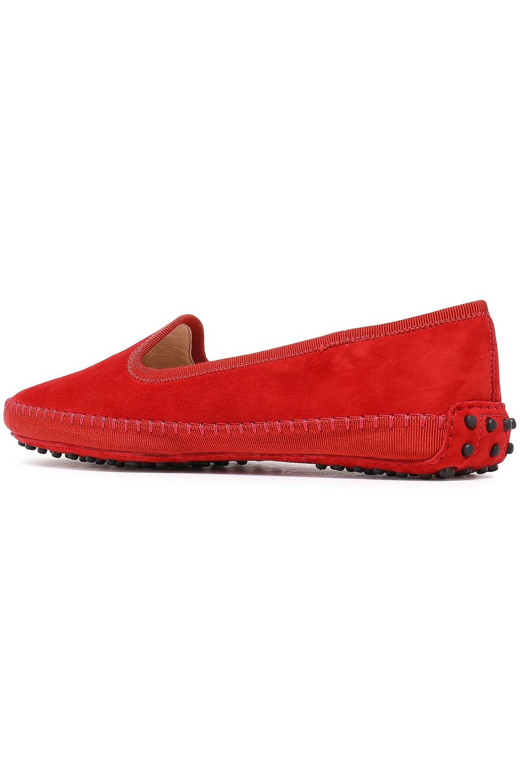 TOD'S Grosgrain-trimmed suede slippers
