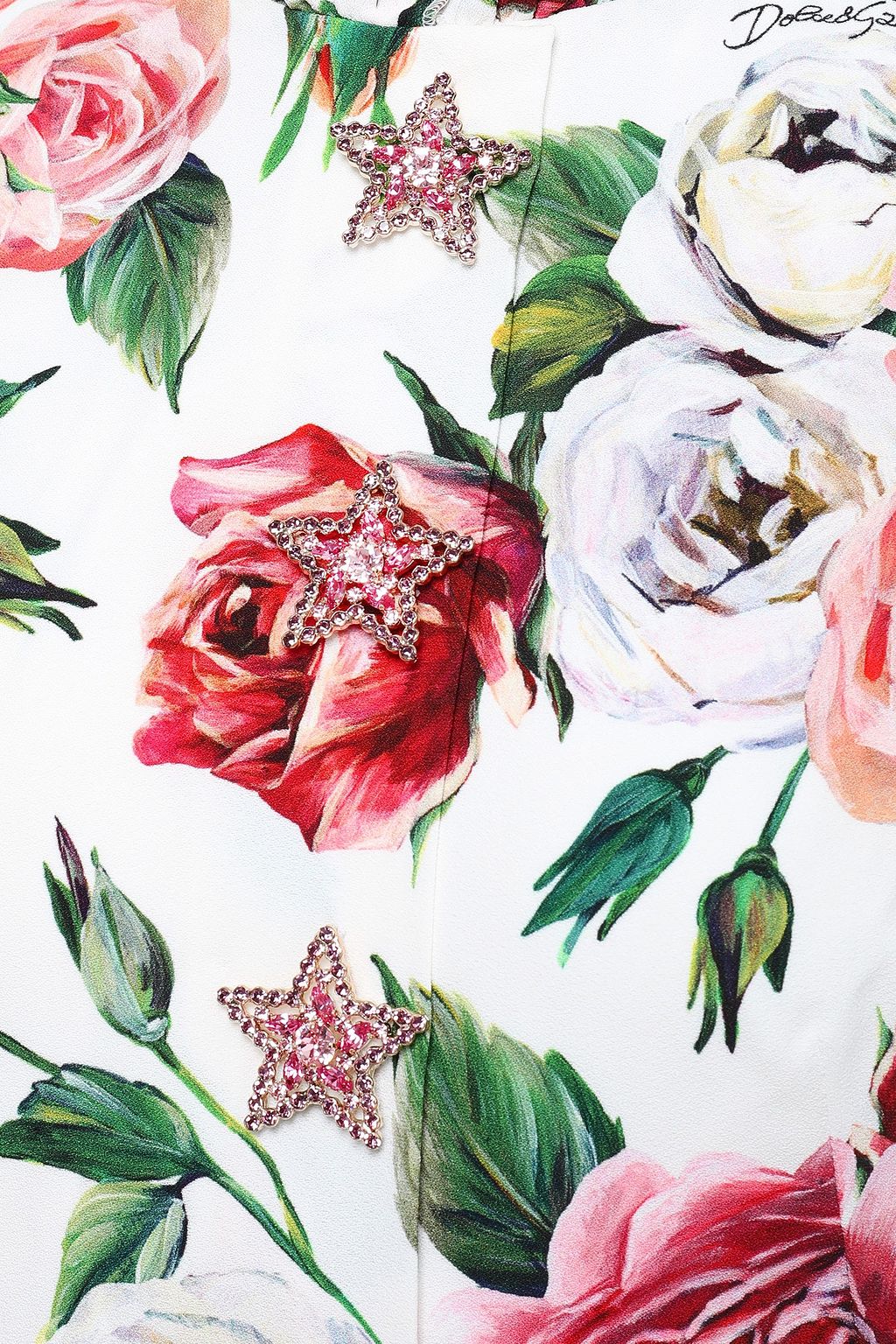 DOLCE&GABBANA Ruffle-trimmed embellished floral-print crepe mini dress