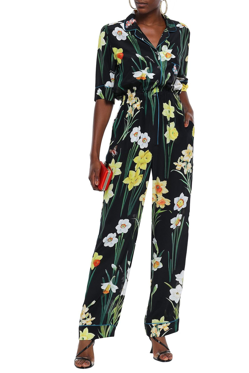 DOLCE&GABBANA Floral-print silk-crepe jumpsuit