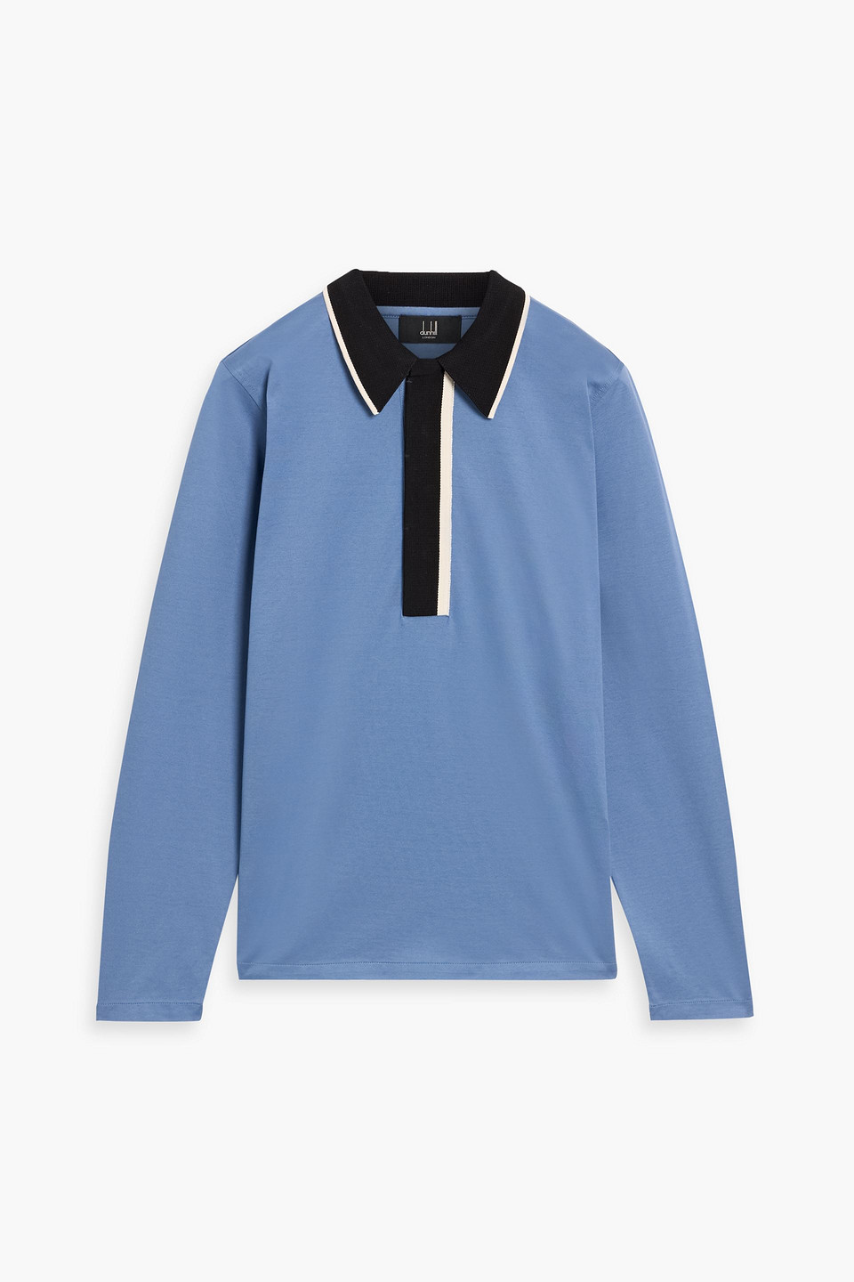 dunhill - cotton-jersey polo shirt - blue - s