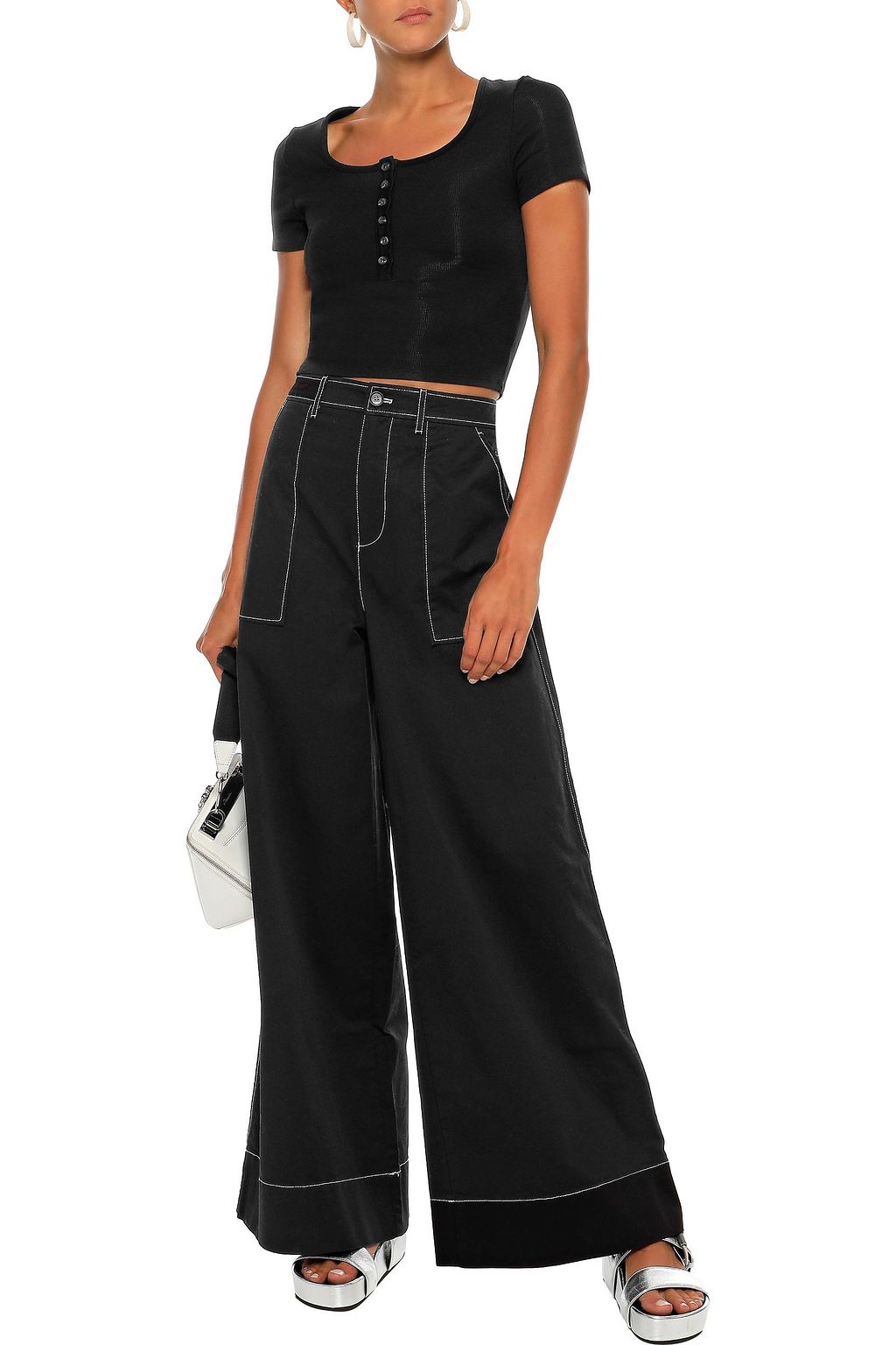 THE RANGE Cropped ribbed-knit T-shirt