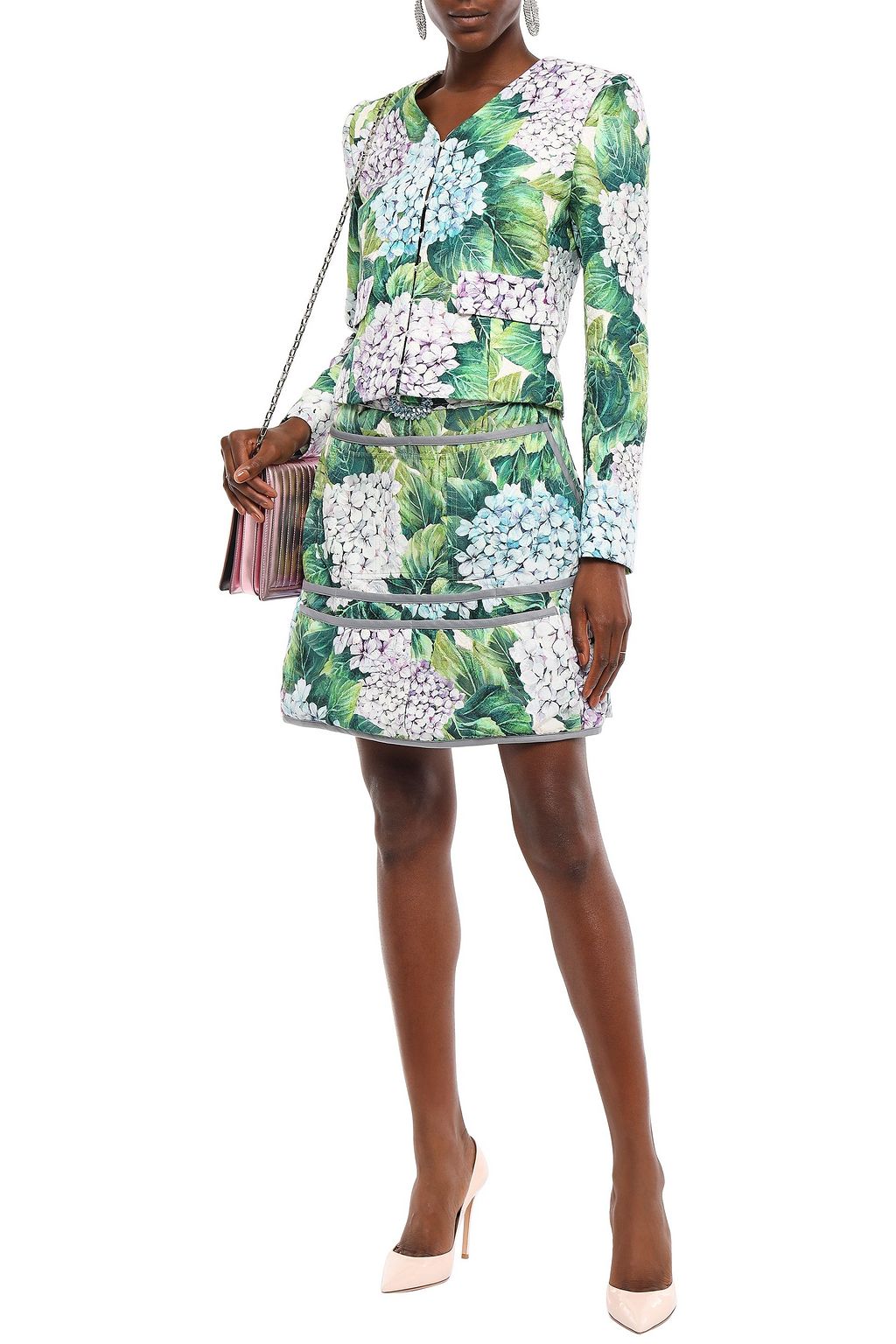 DOLCE&GABBANA Cropped floral-print cotton-blend jacquard jacket