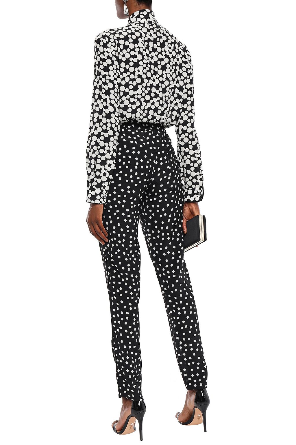 DOLCE&GABBANA Polka-dot silk-crepe slim-leg pants