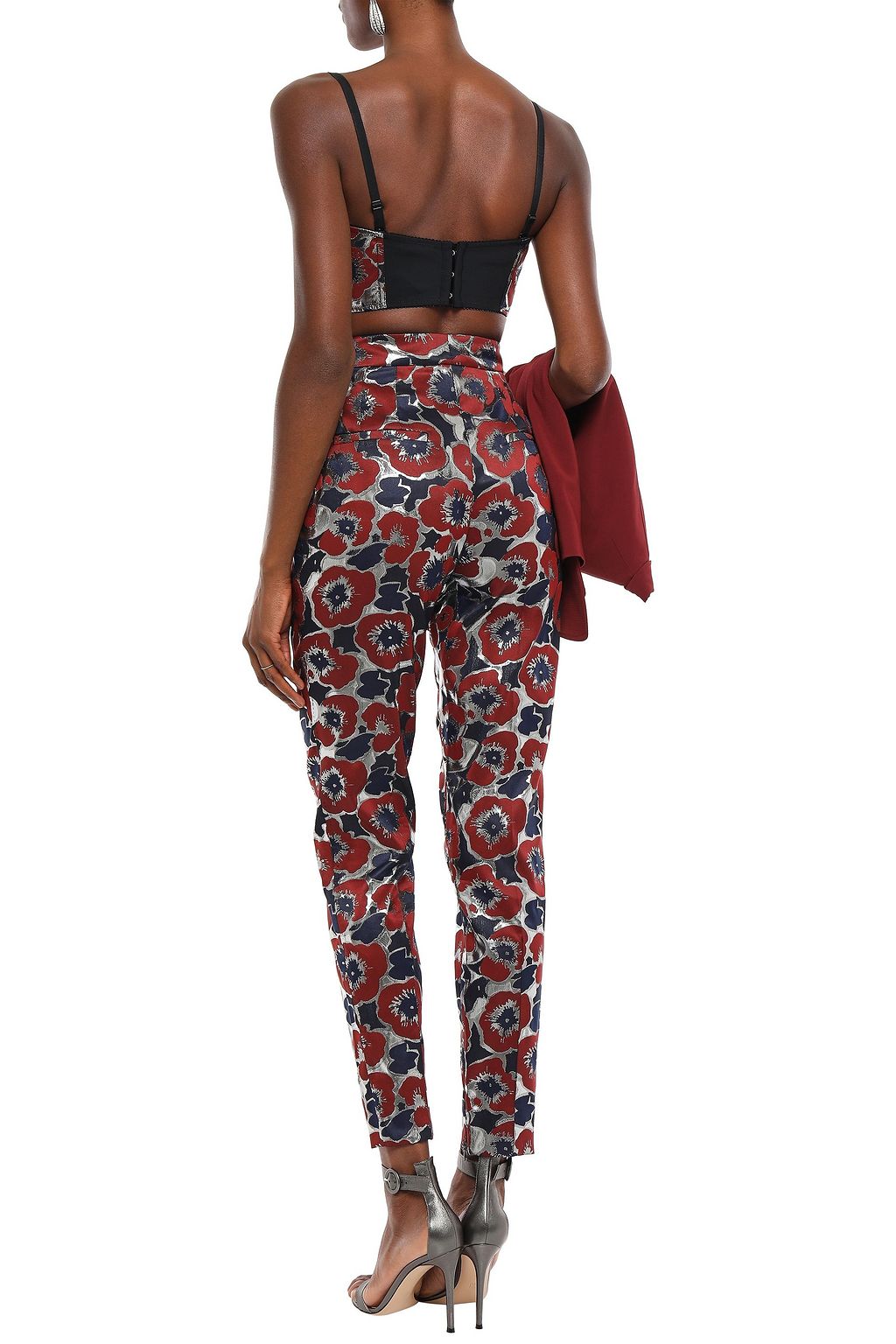 DOLCE&GABBANA Metallic floral-jacquard tapered pants