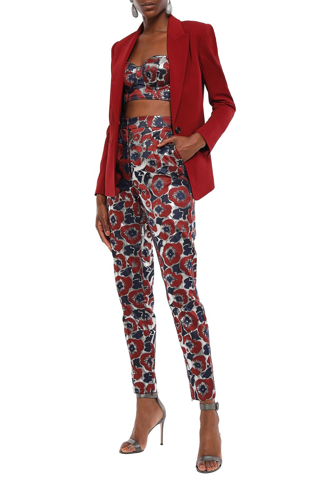DOLCE&GABBANA Metallic floral-jacquard tapered pants