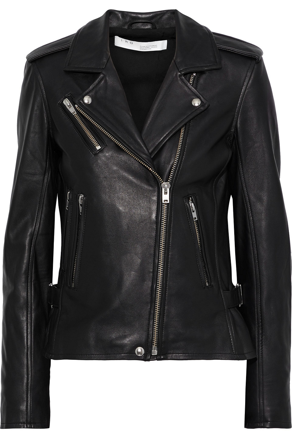 iro - newhan washed-leather biker jacket - black - fr 38