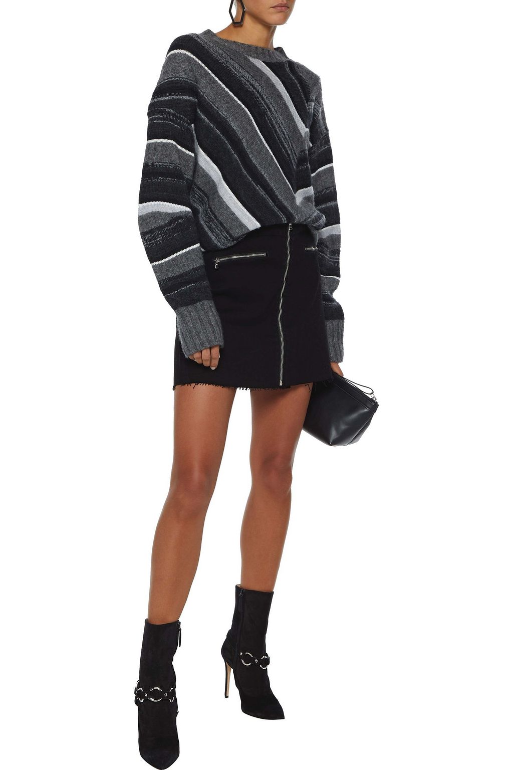 J BRAND 지퍼 디테일 데님 미니 스커트