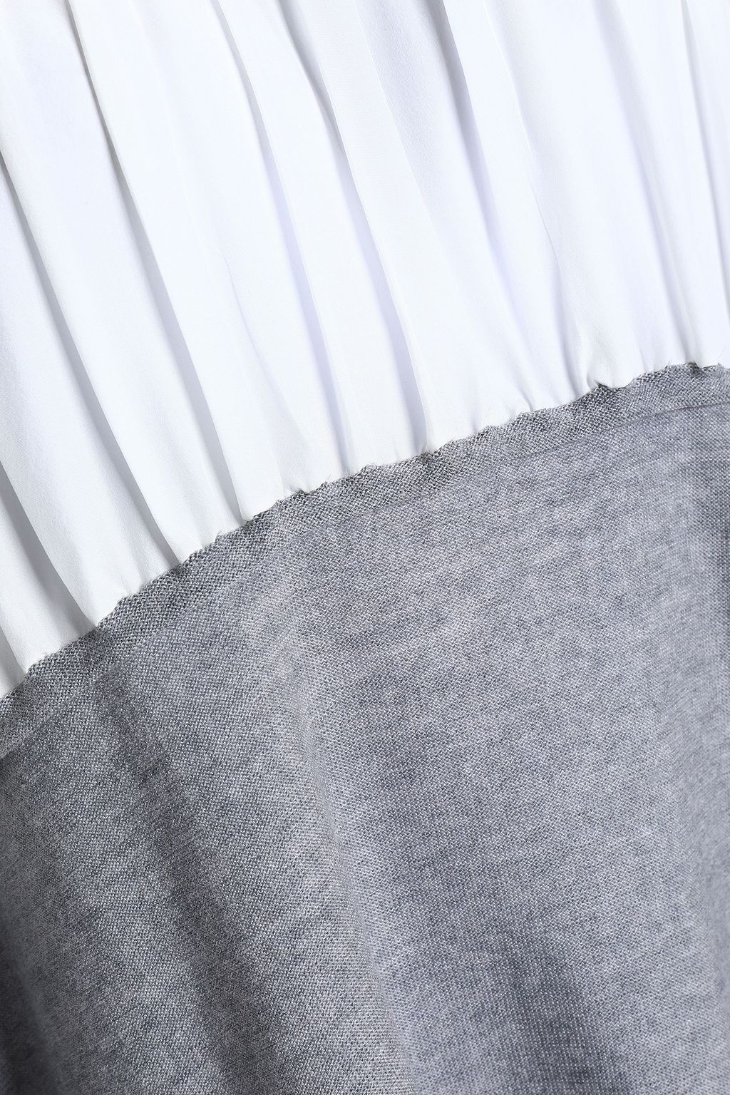 JIL SANDER Pleated silk-paneled mélange wool sweater