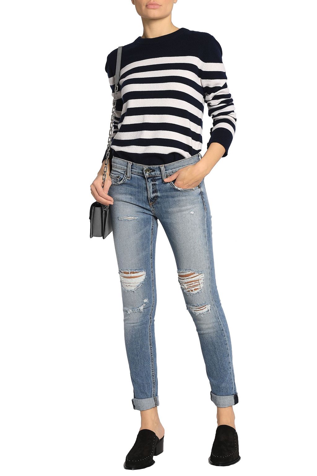RAG & BONE The Dre distressed low-rise skinny jeans