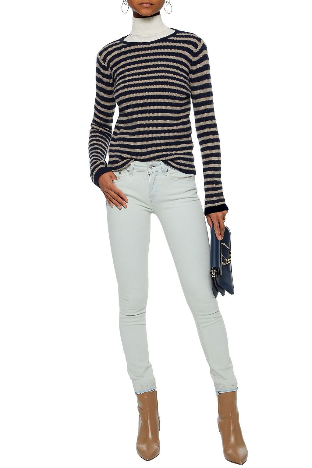 DEREK LAM 10 CROSBY Distressed mid-rise skinny jeans