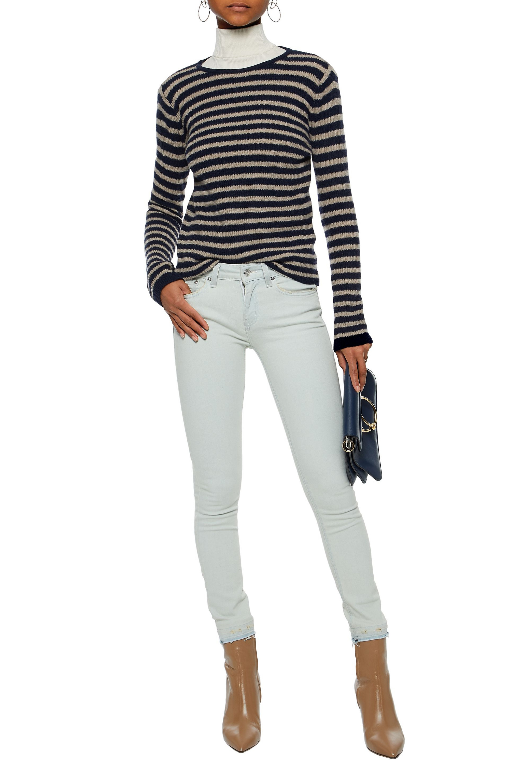 DEREK LAM 10 CROSBY Distressed mid-rise skinny jeans