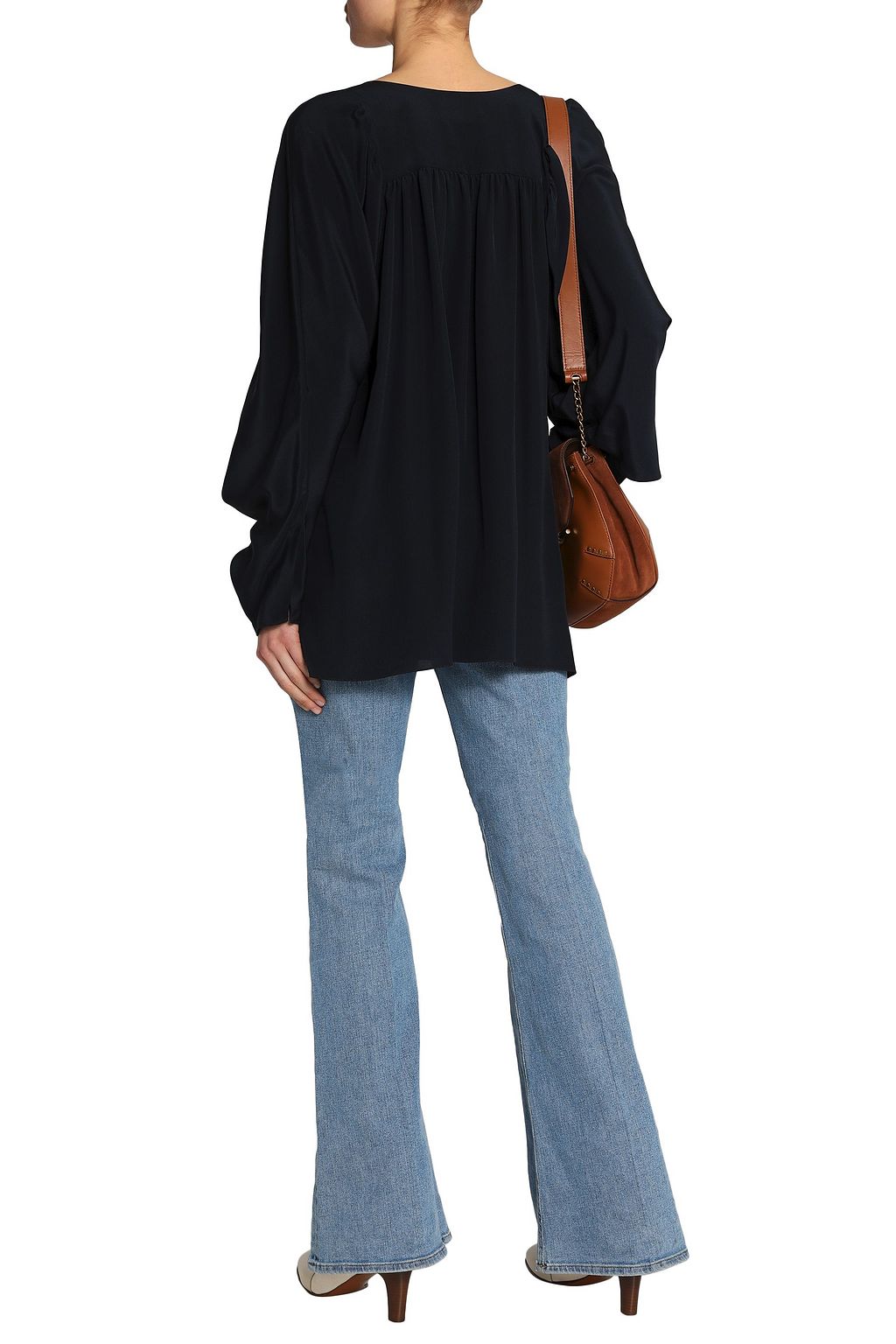 CHLOÉ Tasseled silk crepe de chine blouse