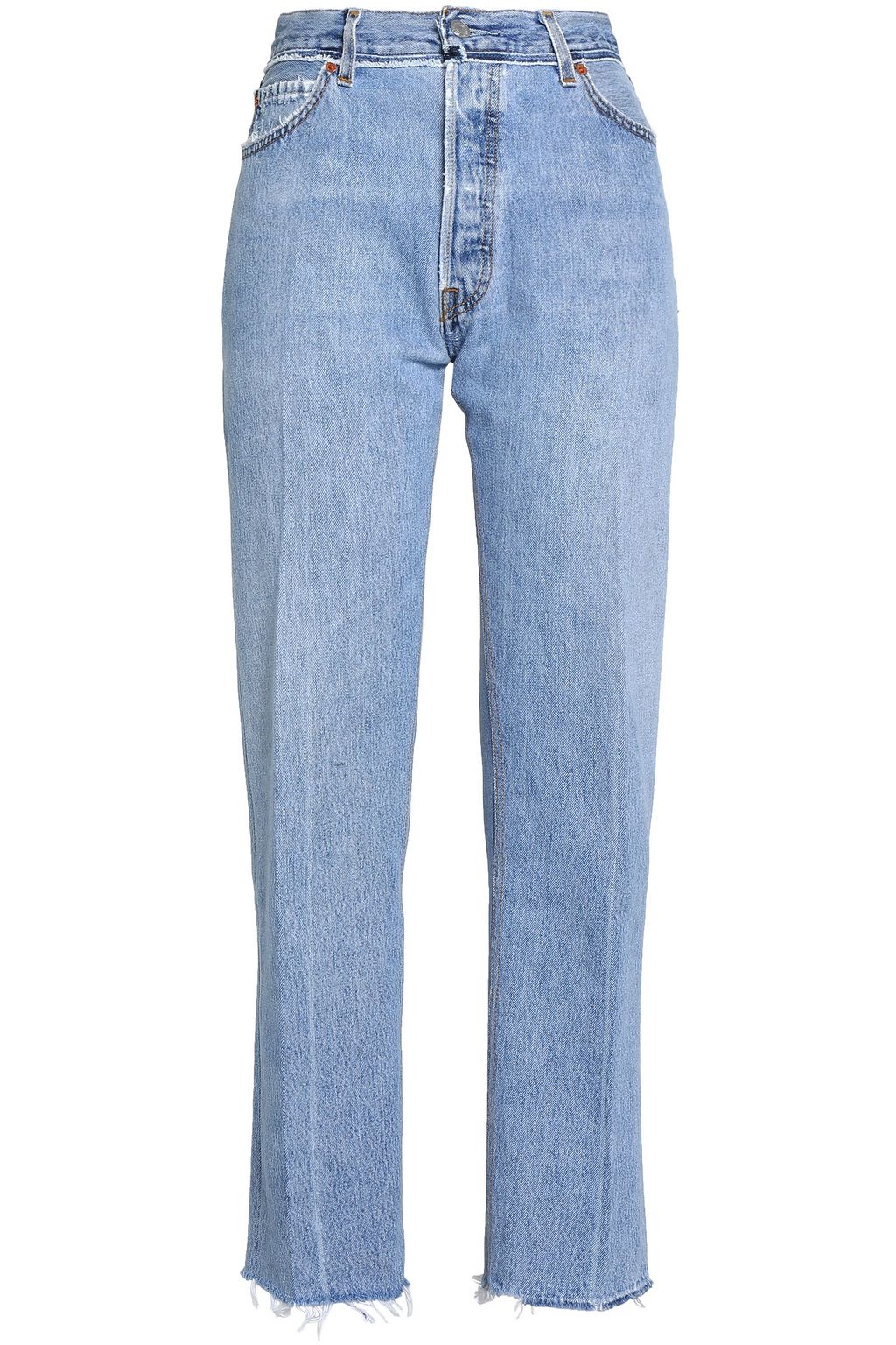 straight leg frayed jeans