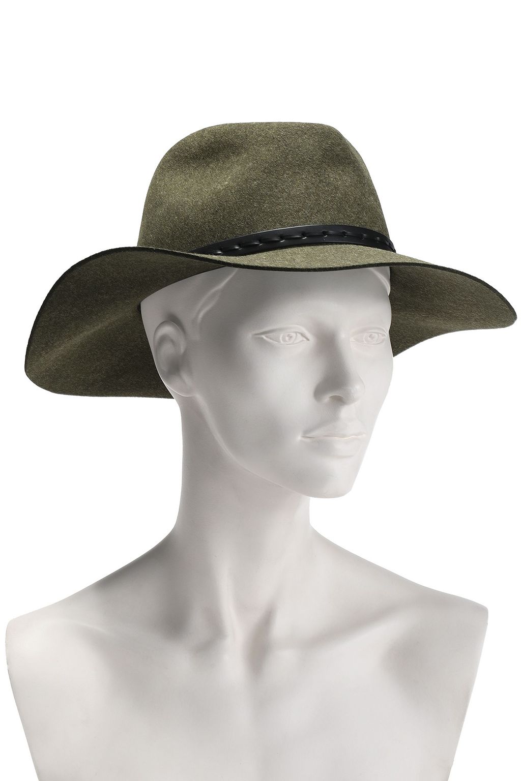 RAG & BONE Leather-trimmed brushed wool-felt fedora