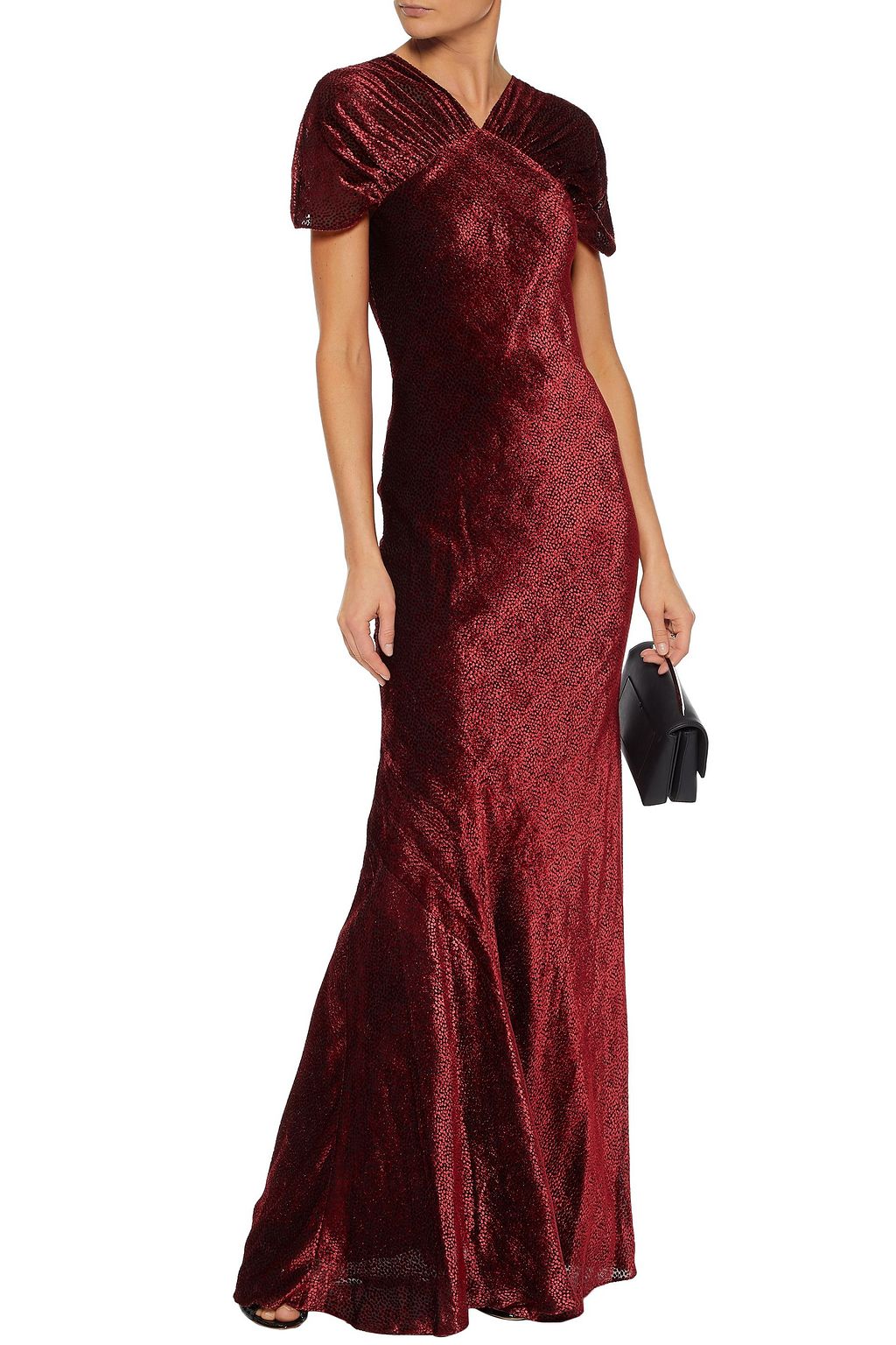 ROSETTA GETTY Ruched devoré-velvet gown
