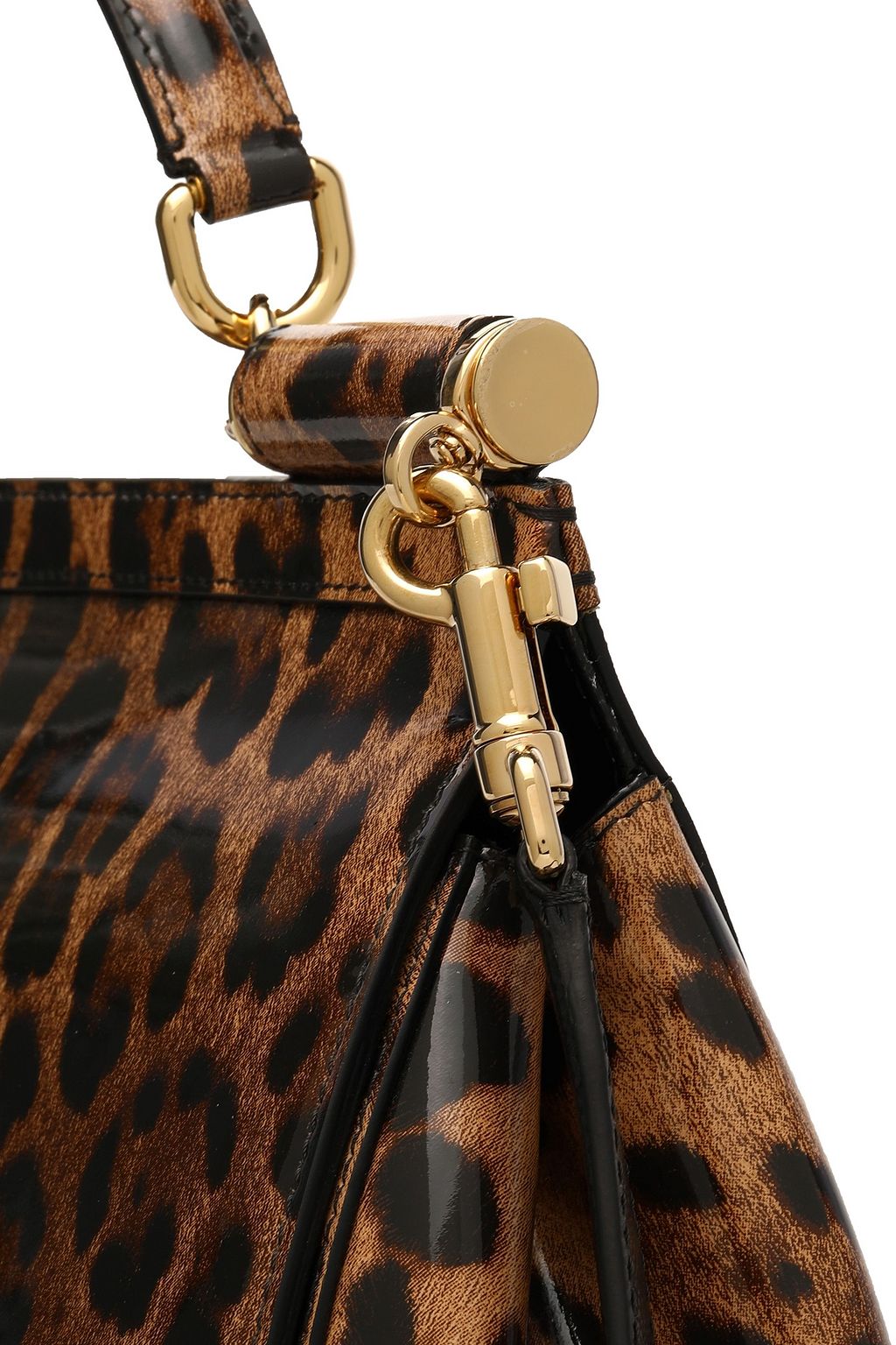 DOLCE&GABBANA Leopard-print patent-leather shoulder bag