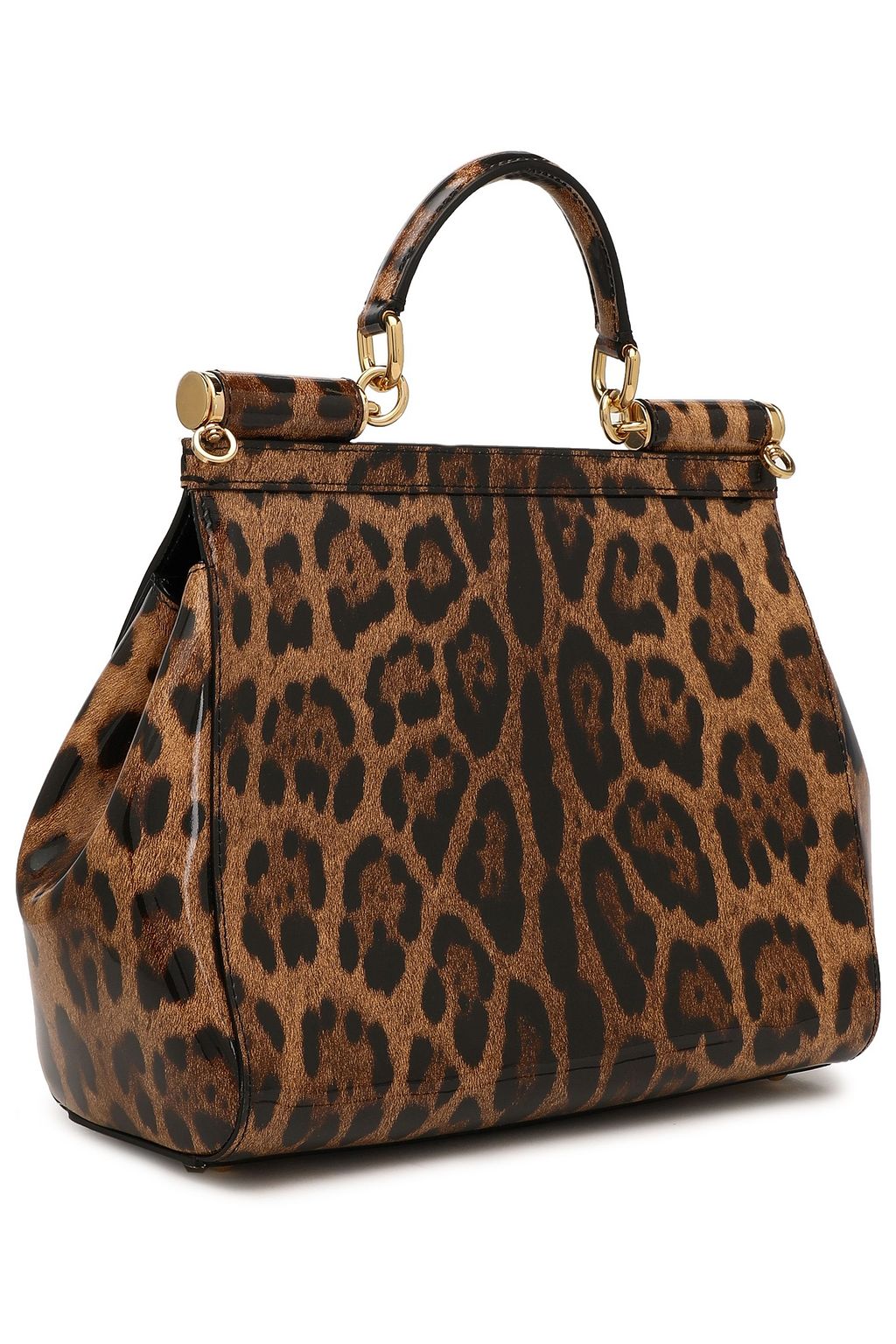 DOLCE&GABBANA Leopard-print patent-leather shoulder bag