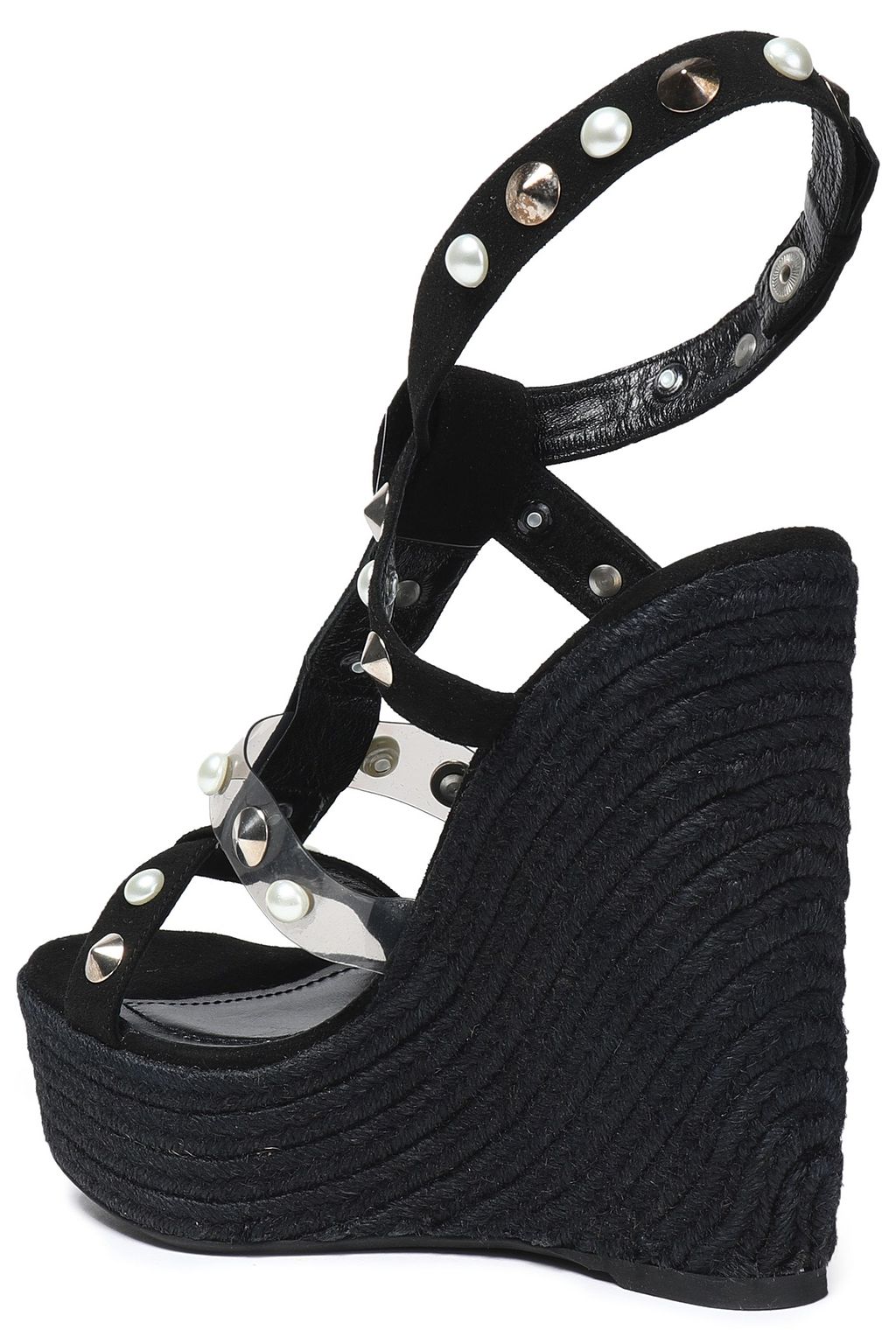NICHOLAS KIRKWOOD Embellished suede and PVC espadrille wedge sandals