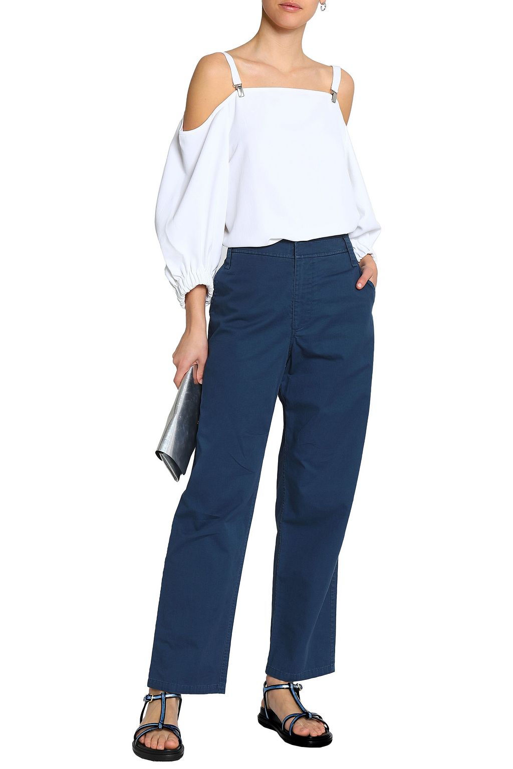 TIBI Cotton-twill straight-leg pants