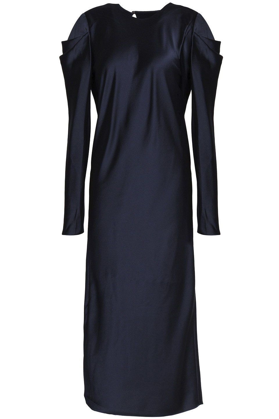 tibi - celestia pleated satin midi dress - blue - us 4