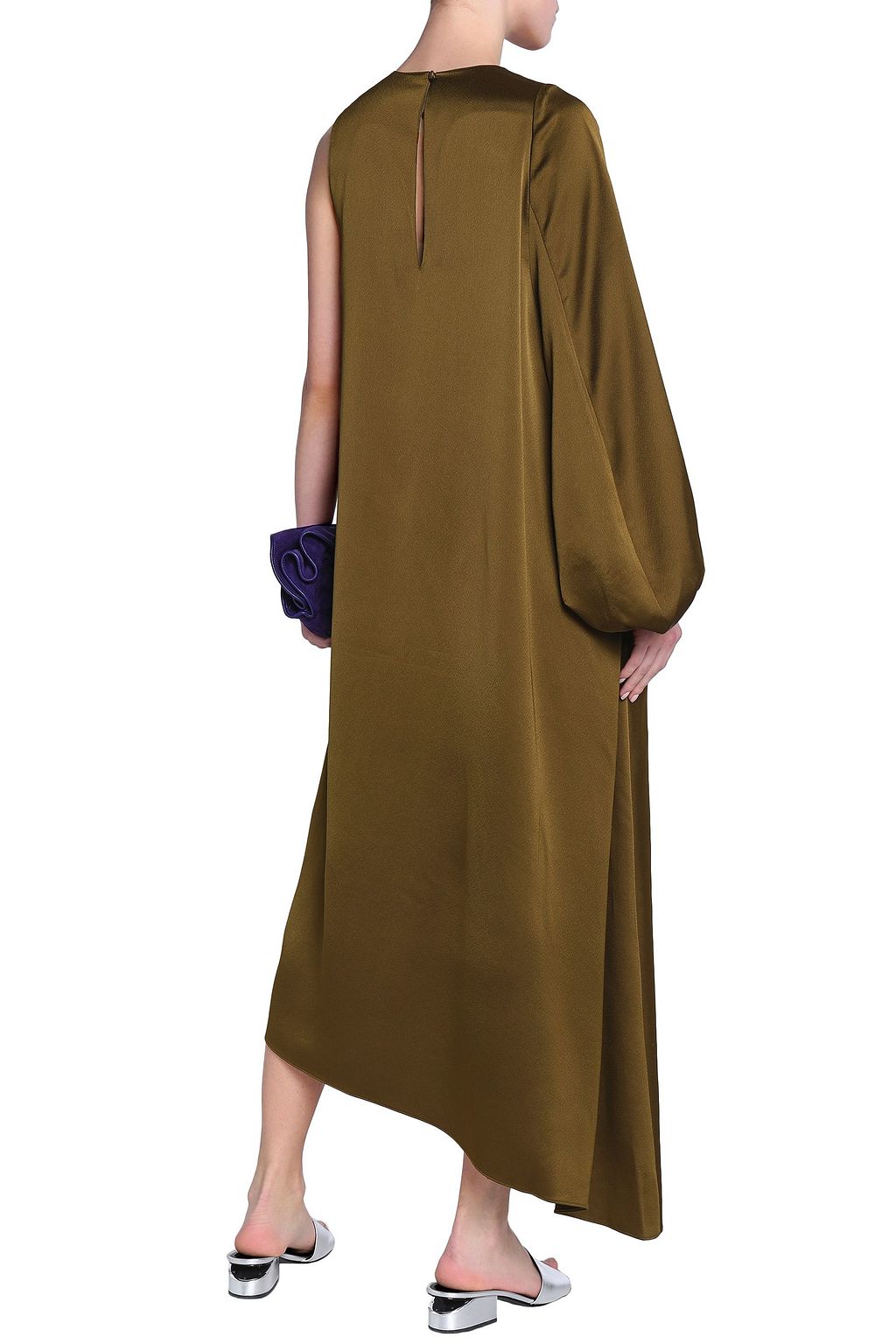 TIBI One-shoulder asymmetric satin-crepe dress