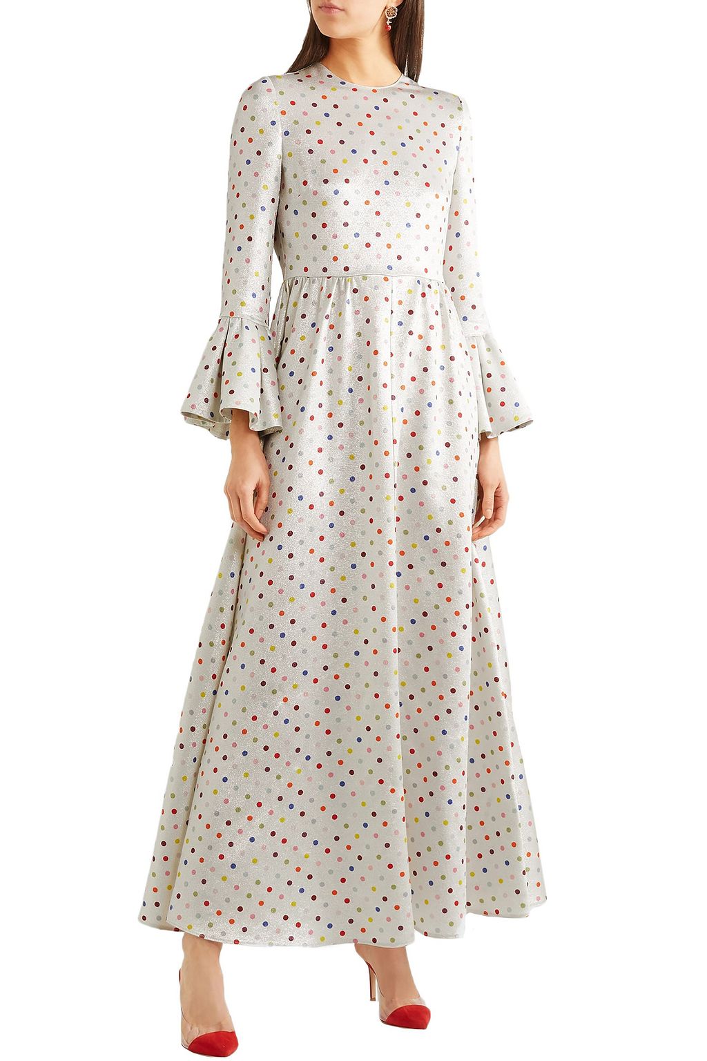 VALENTINO GARAVANI Polka-dot lamé maxi dress