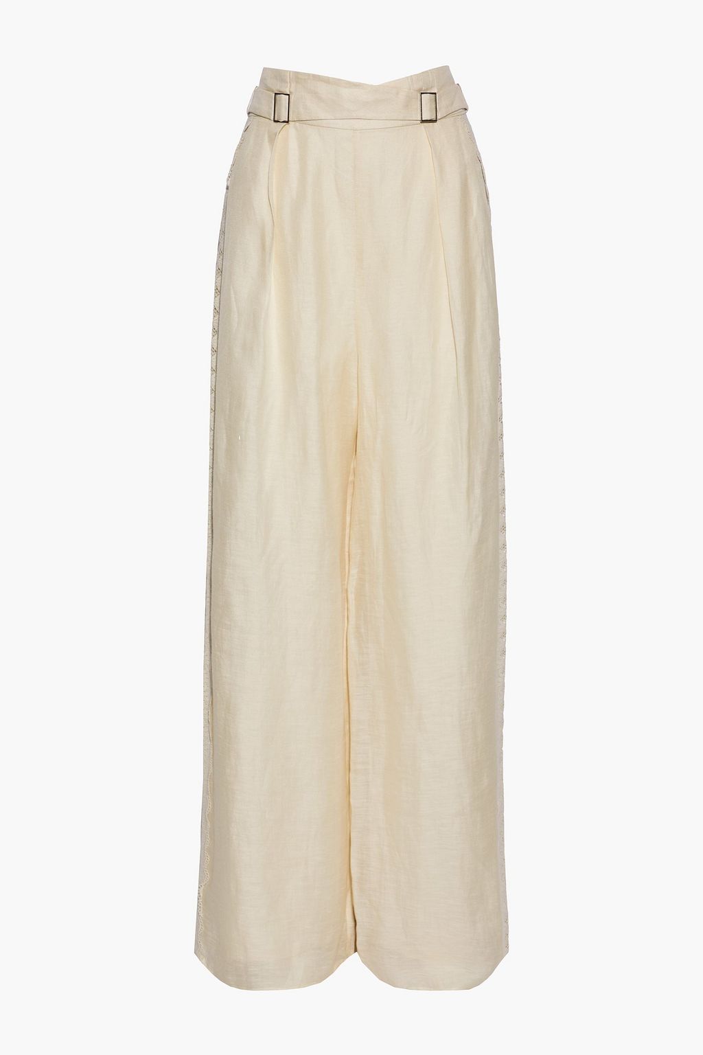 ZIMMERMANN Crochet-trimmed silk and linen-blend wide-leg pants | THE OUTNET