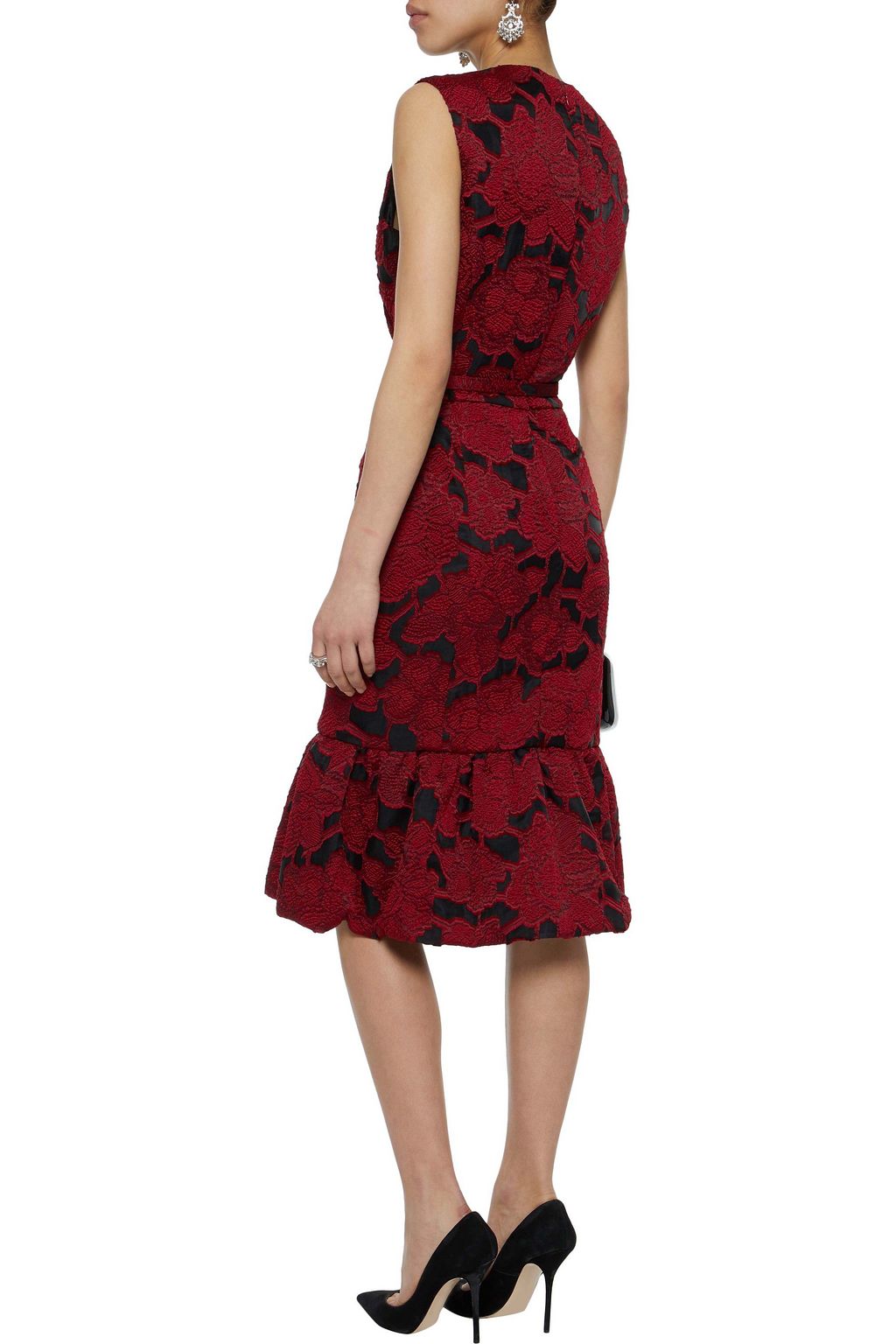 OSCAR DE LA RENTA Belted fil coupé organza dress