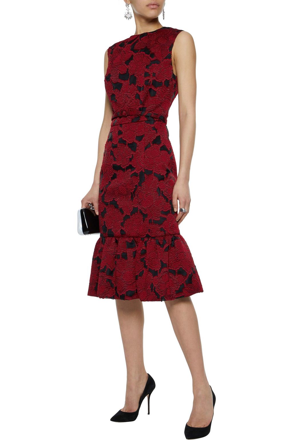 OSCAR DE LA RENTA Belted fil coupé organza dress