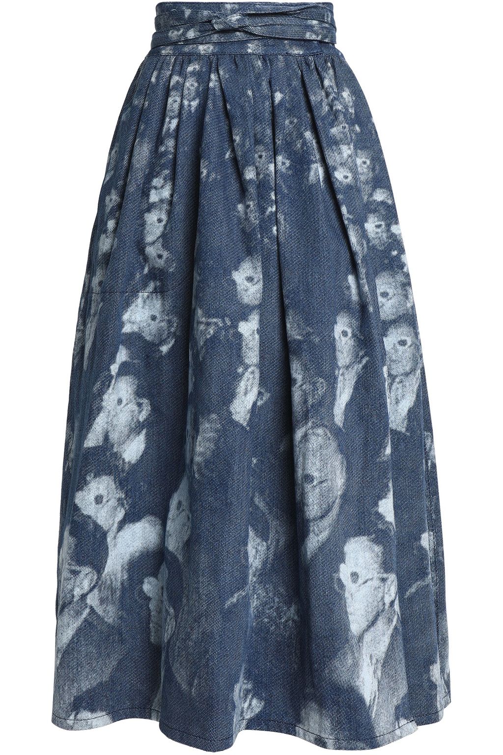 denim wrap maxi skirt