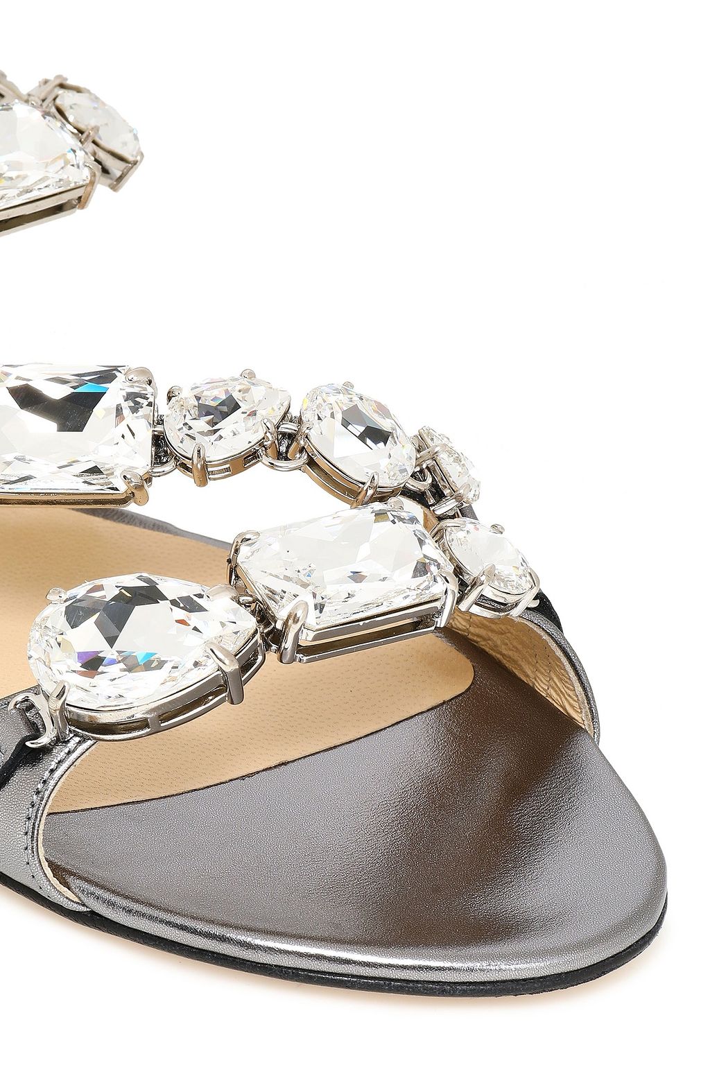 JIMMY CHOO Karima crystal-embellished metallic leather sandals