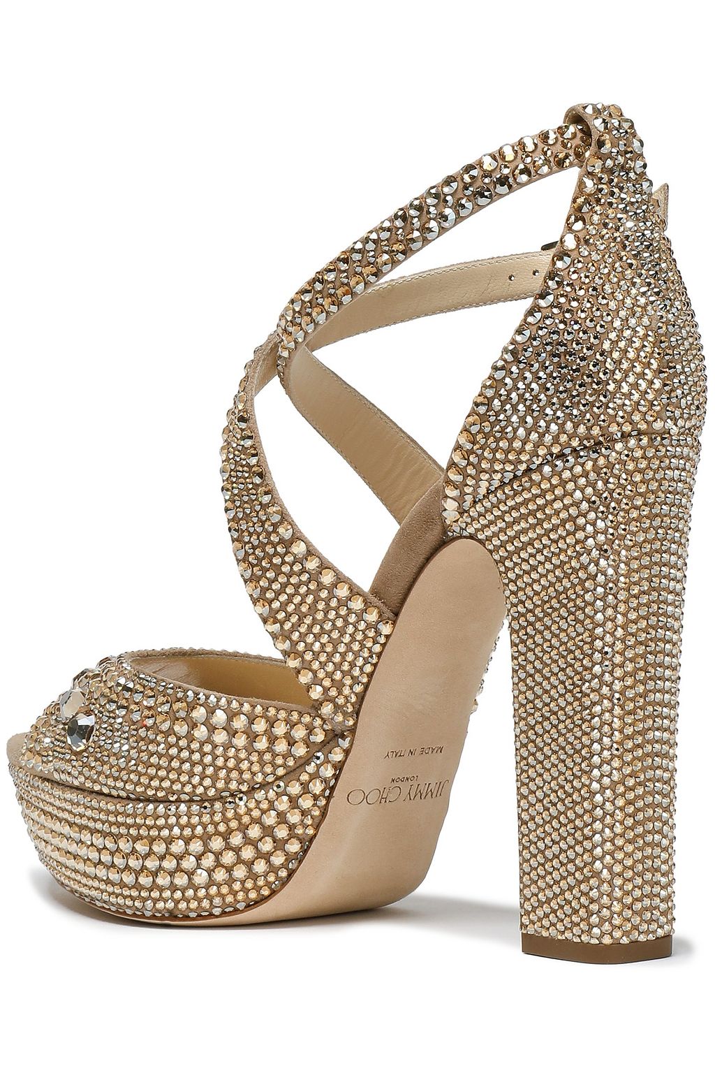 JIMMY CHOO Crystal-embellished suede platform sandals