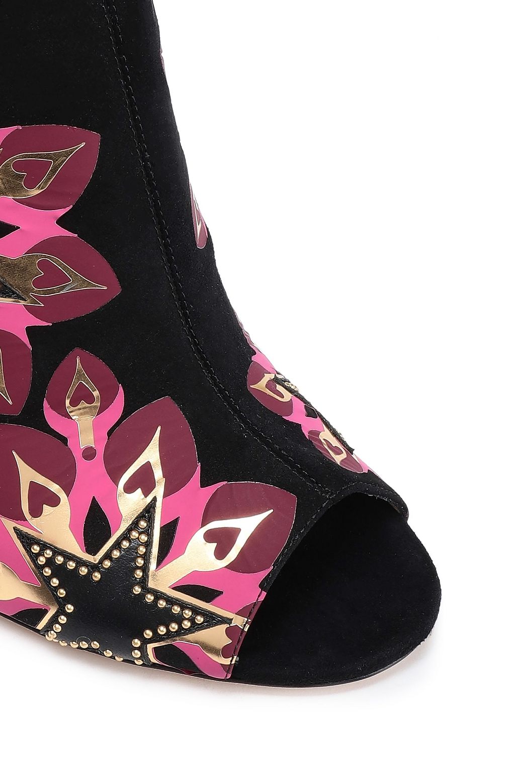 JIMMY CHOO Studded printed suede mules