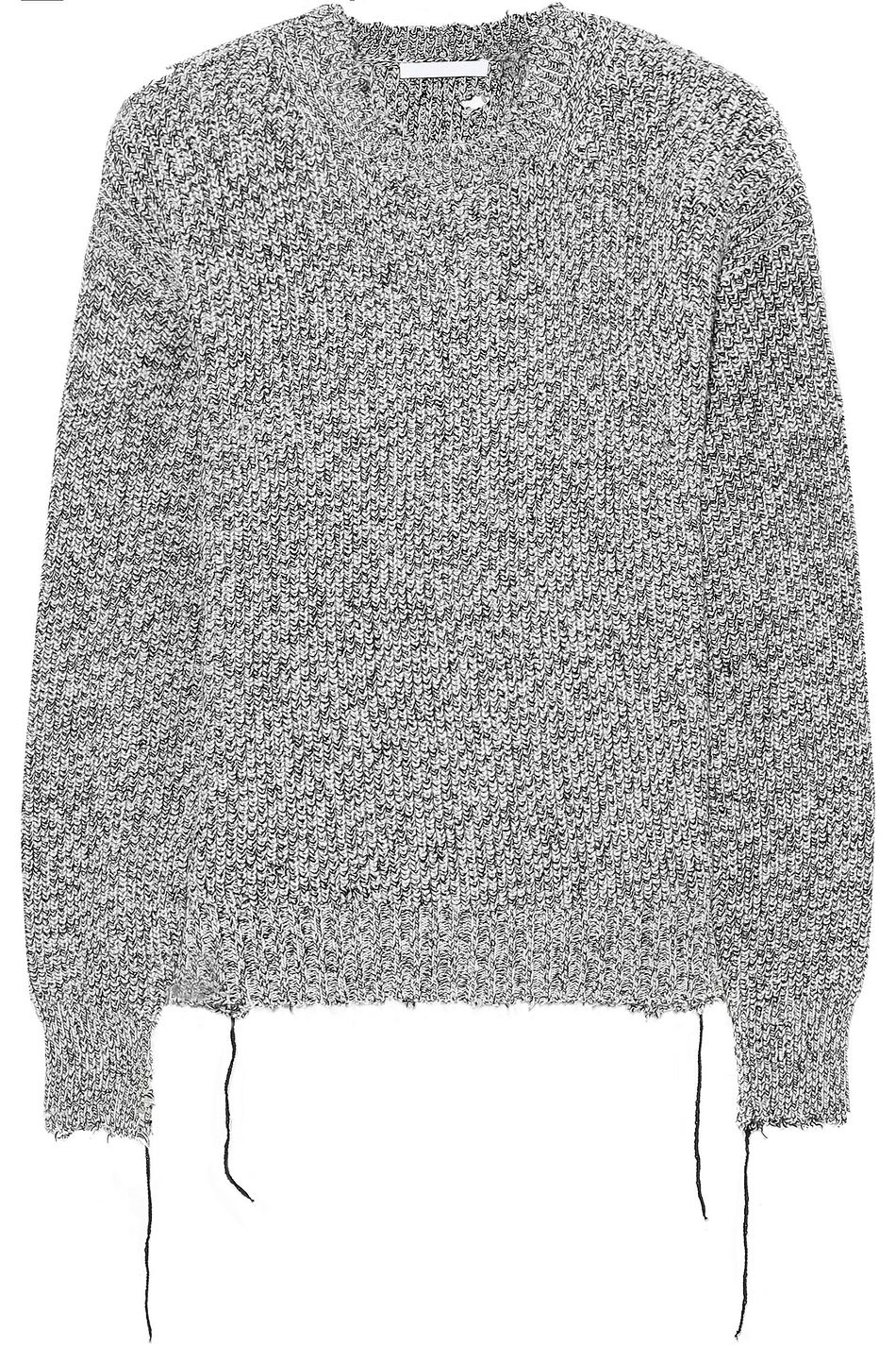 gray distressed sweater