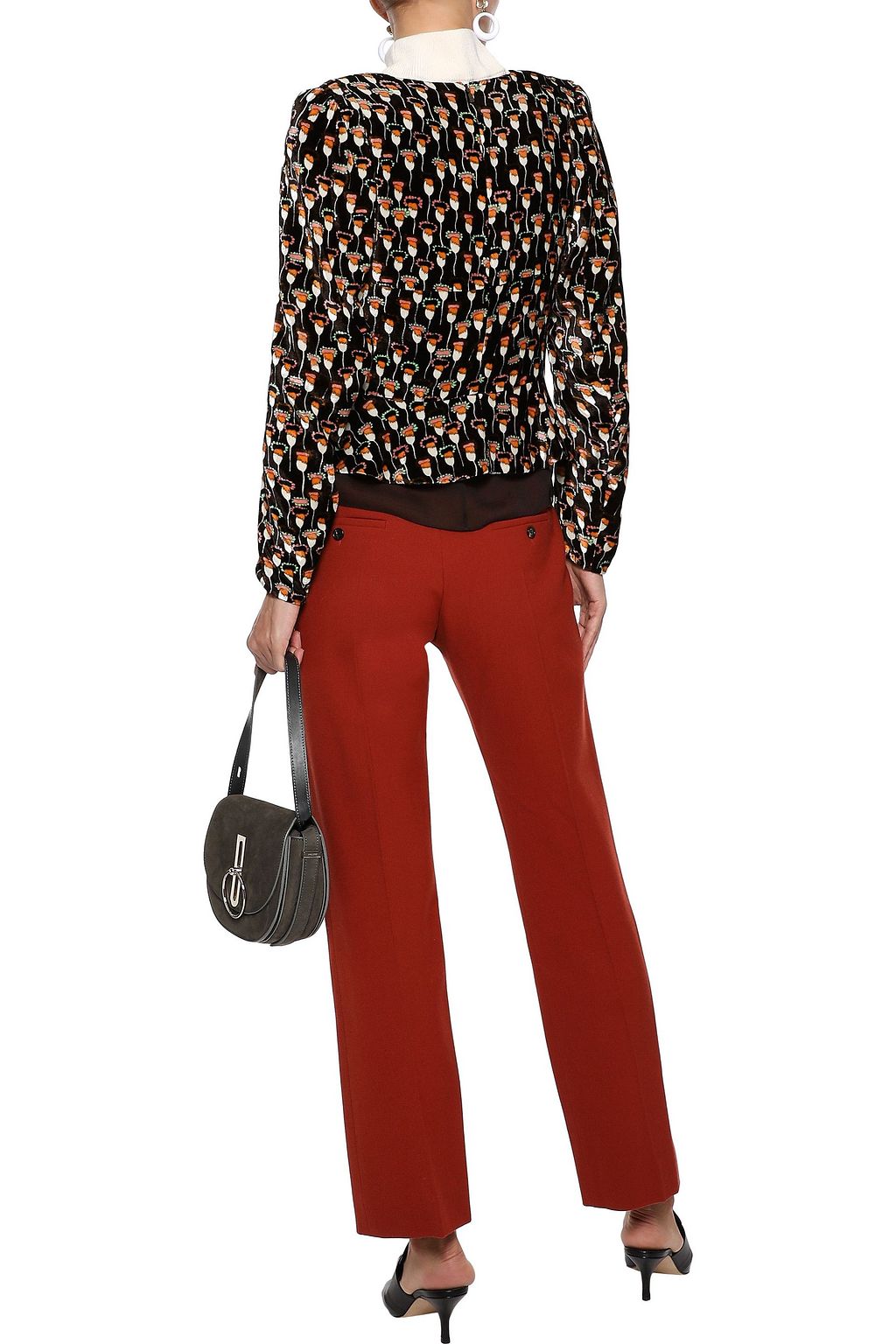 CHLOÉ Ruched printed velvet top