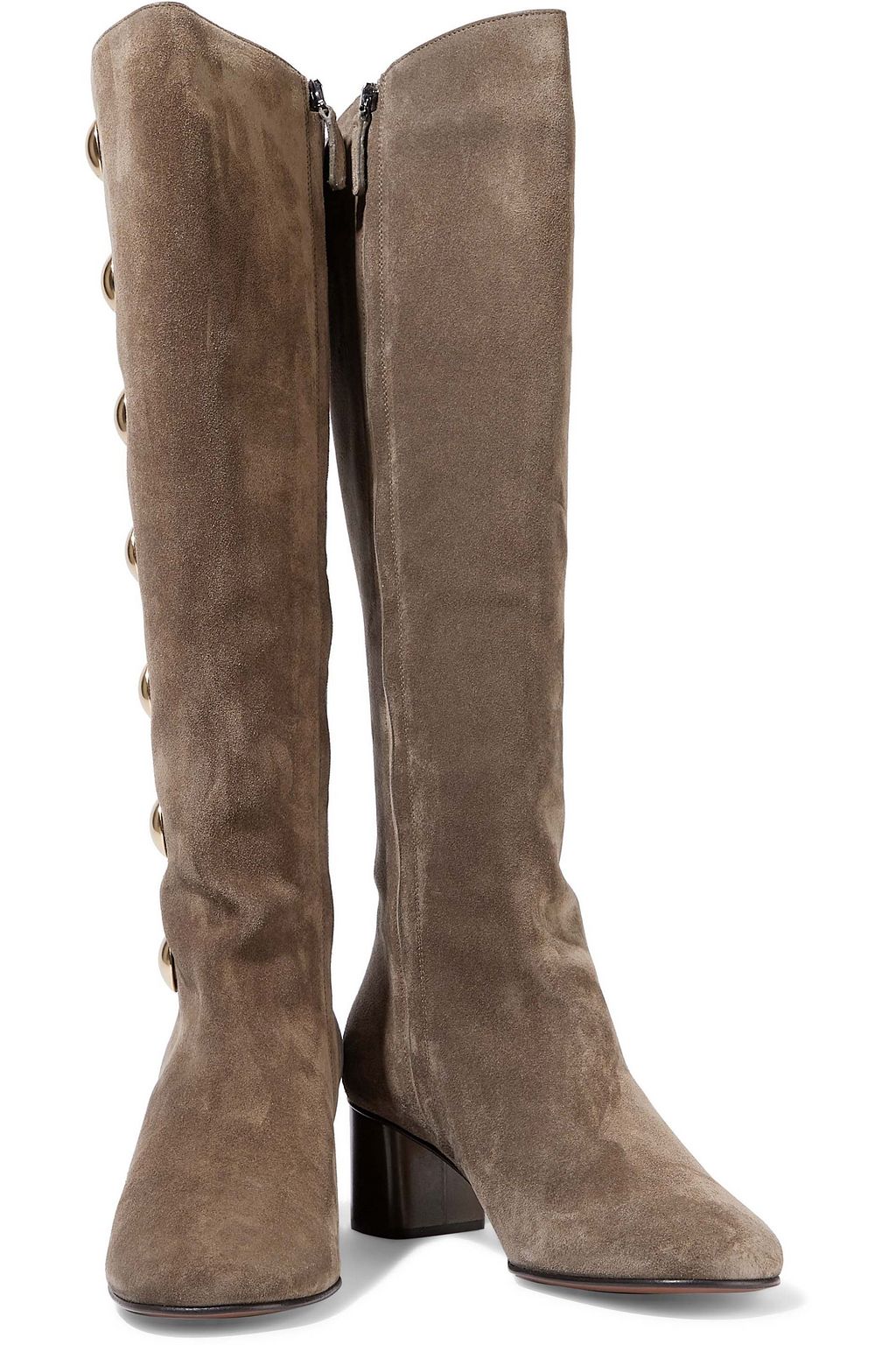 CHLOÉ Orlando button-embellished suede knee boots