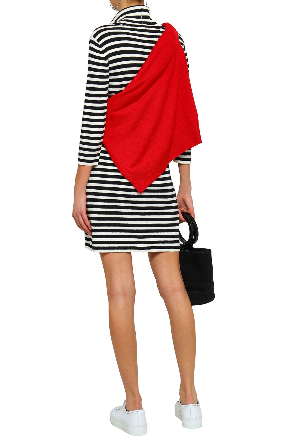 MARC JACOBS Striped cotton-blend turtleneck mini dress