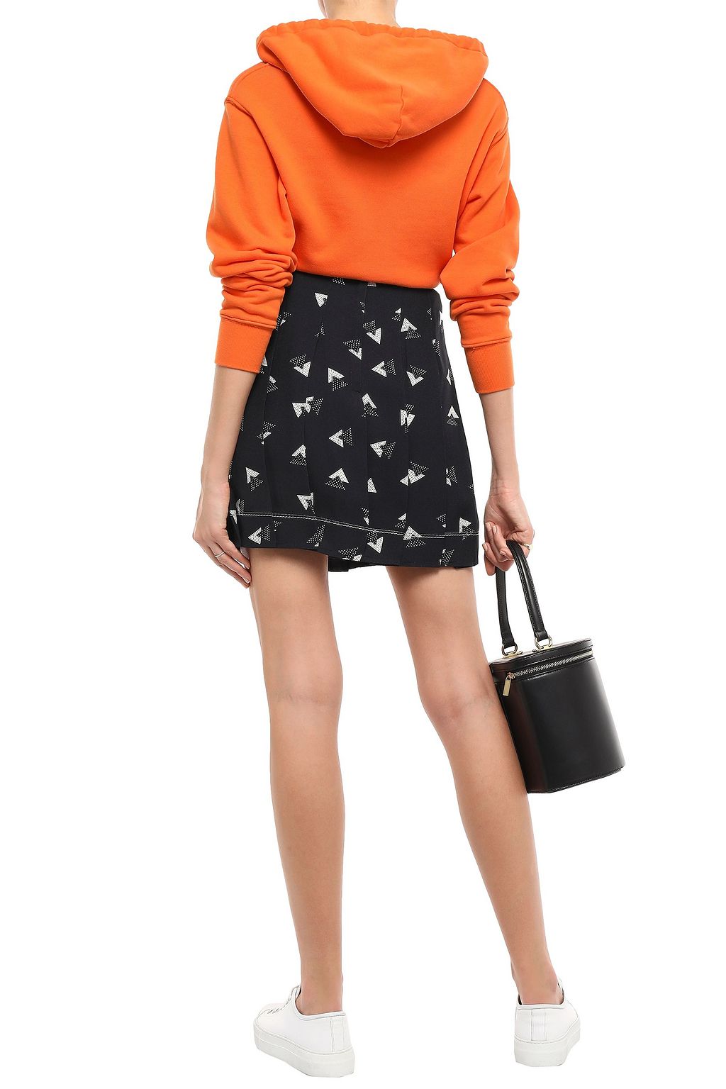 MARC JACOBS Pleated printed satin-crepe mini skirt