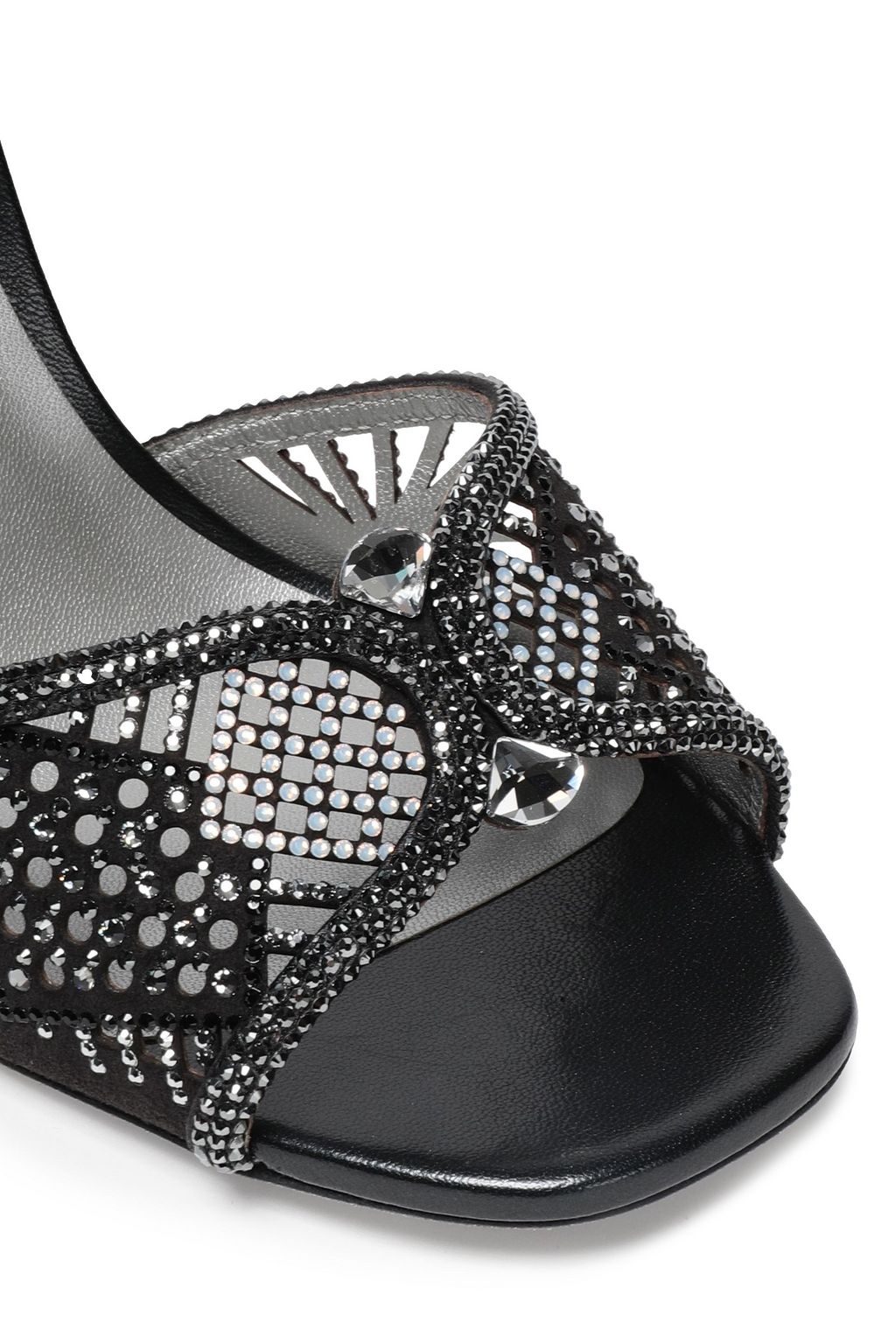 RENE' CAOVILLA Patchwork 105 crystal-embellished laser-cut suede sandals