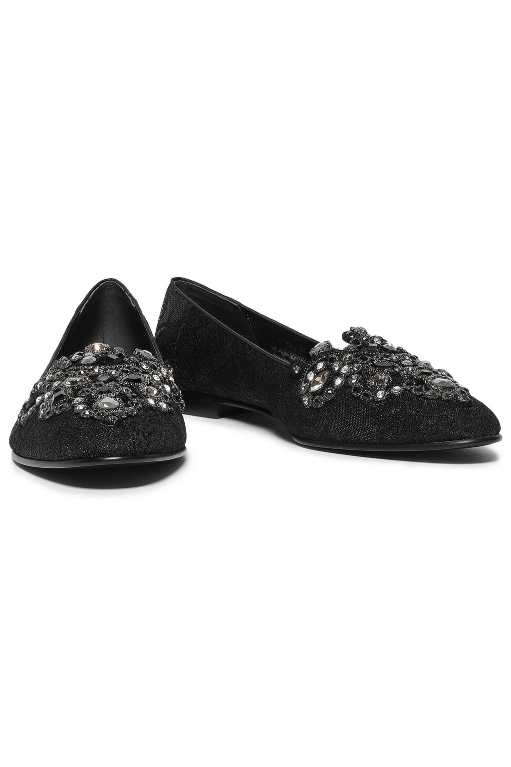 RENE' CAOVILLA Embellished leather loafers