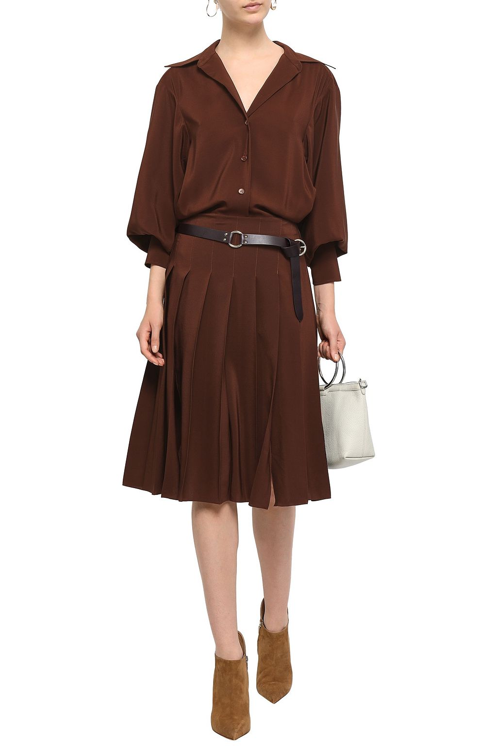 CHLOÉ Layered pleated silk crepe de chine dress