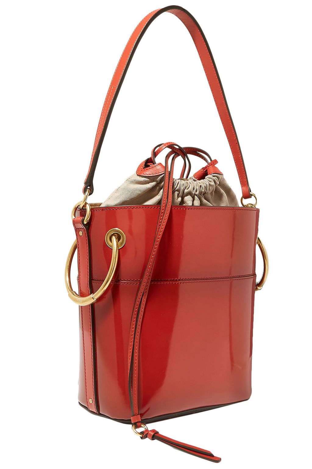 CHLOÉ Roy small glossed-leather bucket bag