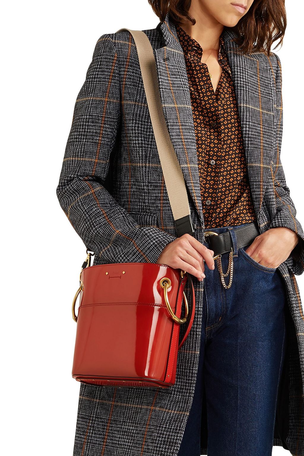 chloé roy mini leather bucket bag