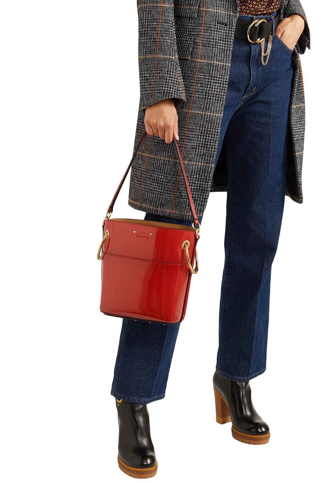 CHLOÉ Roy small glossed-leather bucket bag