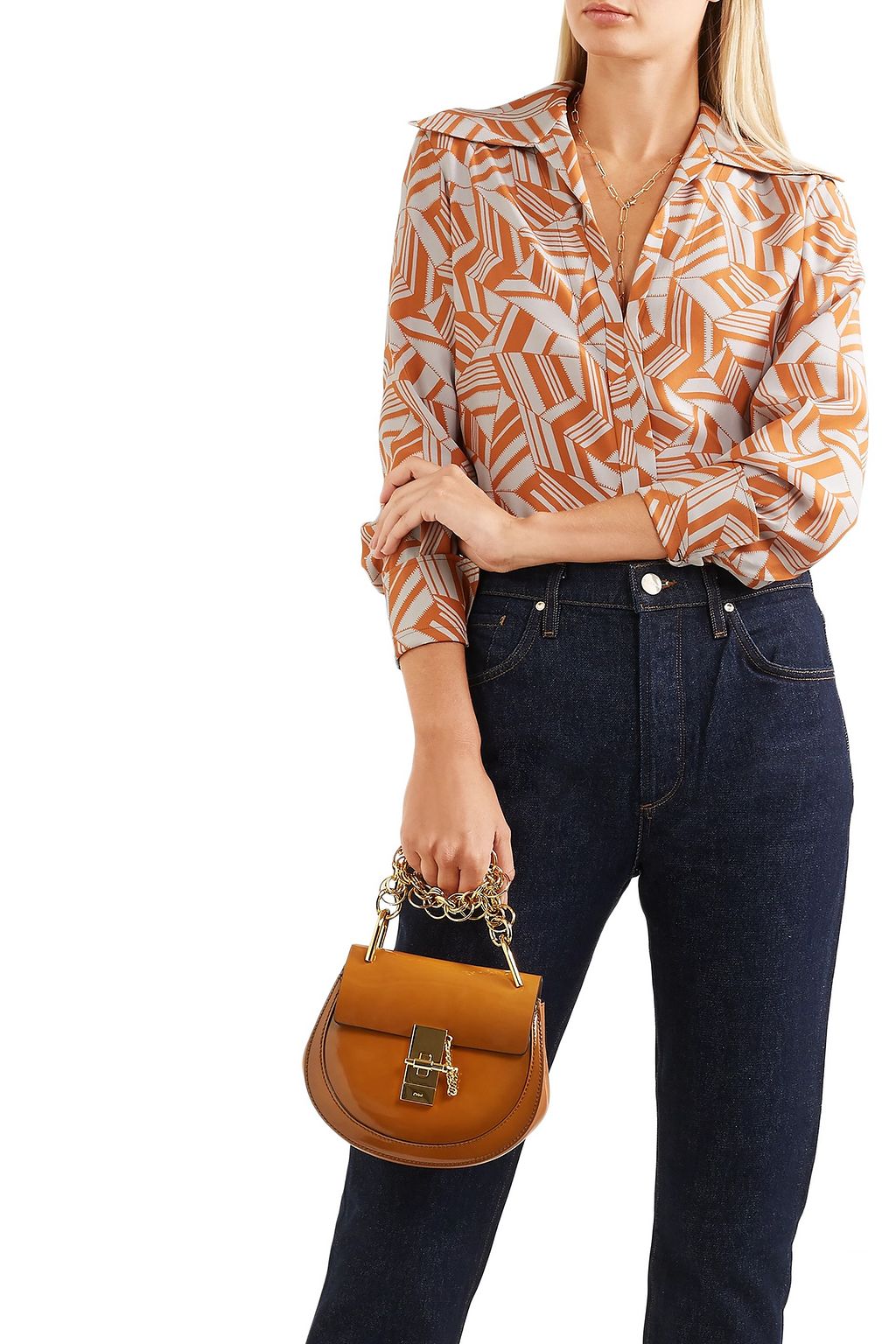 CHLOÉ Drew Bijou mini glossed-leather shoulder bag