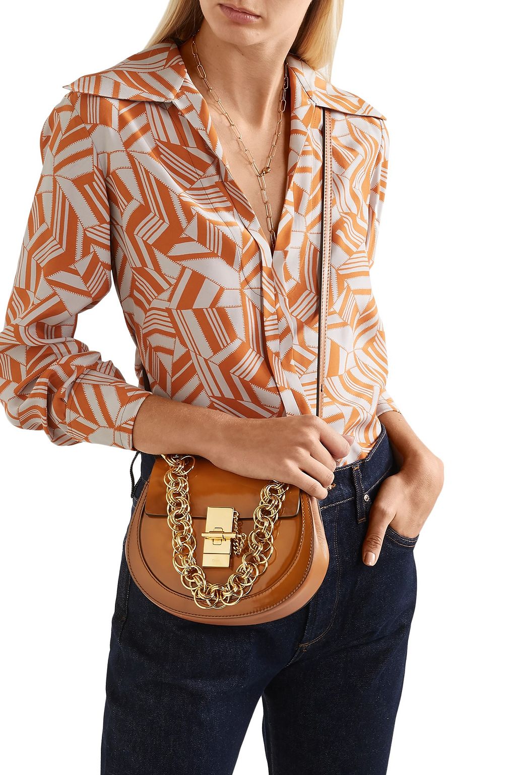 CHLOÉ Drew Bijou mini glossed-leather shoulder bag