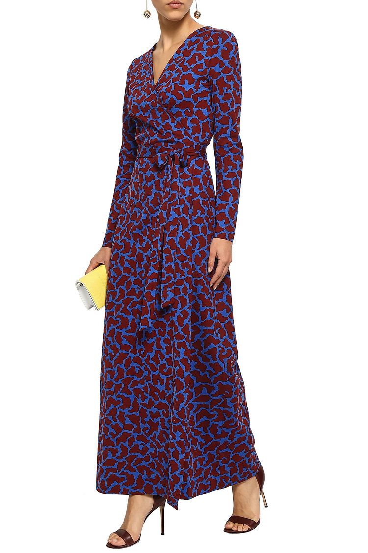 Cobalt blue Leopardprint silk and cottonblend jersey