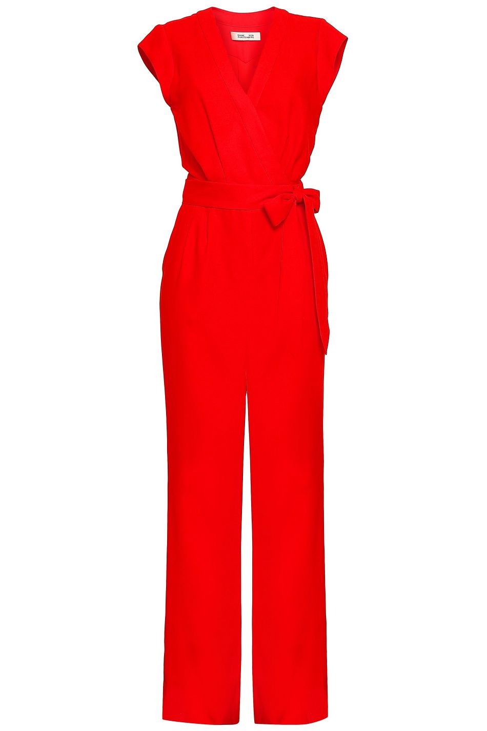 red belted jumpsuit