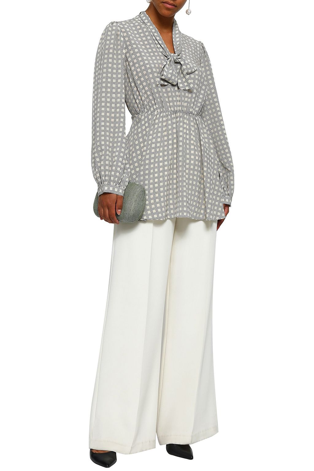 CO Pussy-bow printed silk-crepe blouse