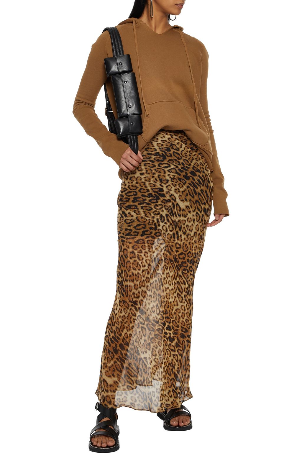 NILI LOTAN Ella leopard-print silk-chiffon maxi skirt